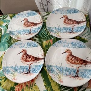 Pier one Retired Coastal Bird Dinner Plate Set - Blue and Brown